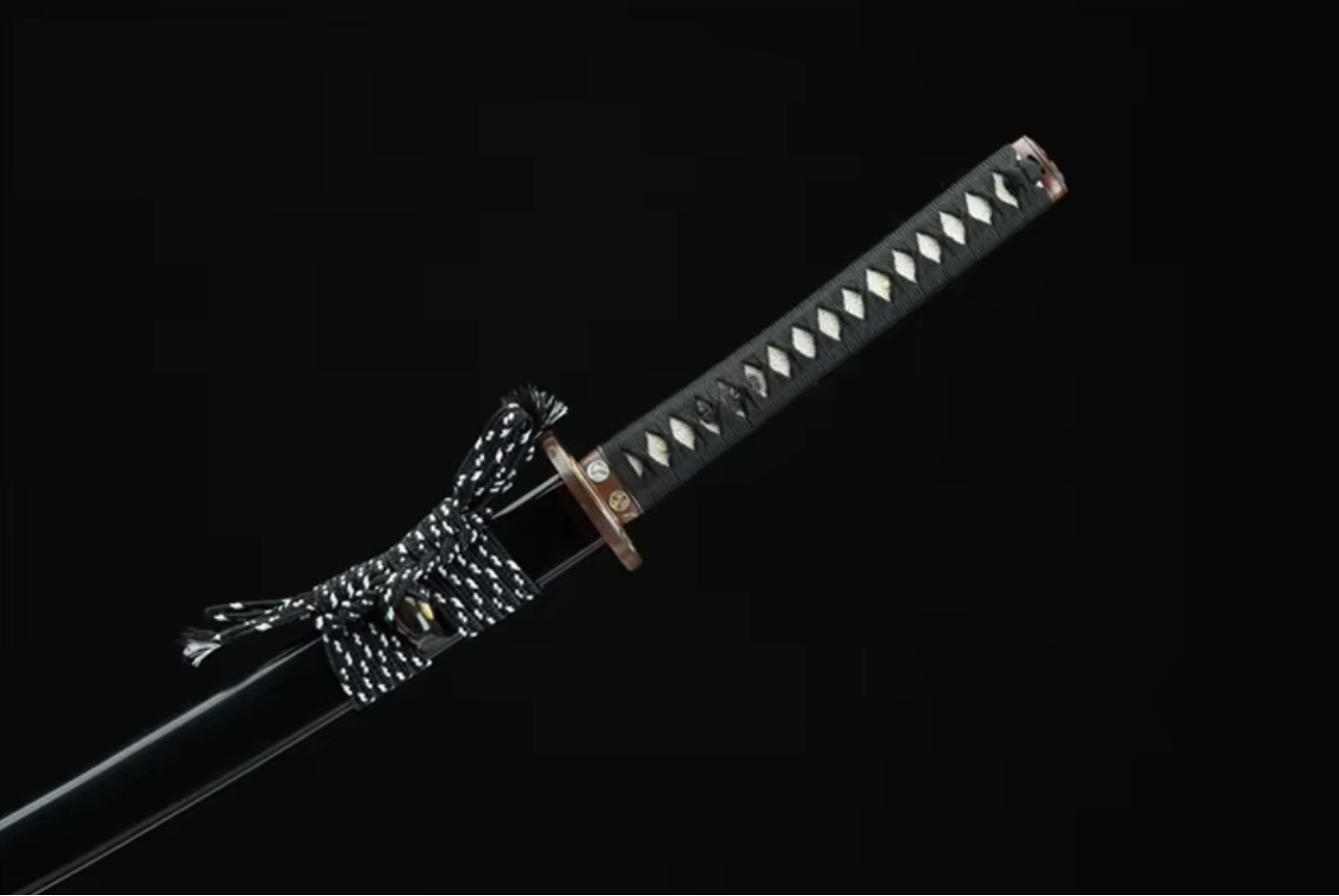Katana Gingetsu SS428 — forgé et poli à la main, hamon réel, tsuba plaquée or et argent — Atelier Katana