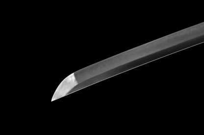 Katana Ryūka SS260 — acier T10 trempé à l'argile, tsuba dragon laiton et saya rouge — Atelier Katana