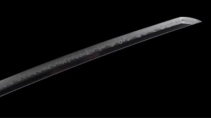 Katana Kuroki SS279 — lame avec hamon choji distinctif et saya en ébène massif — Atelier Katana