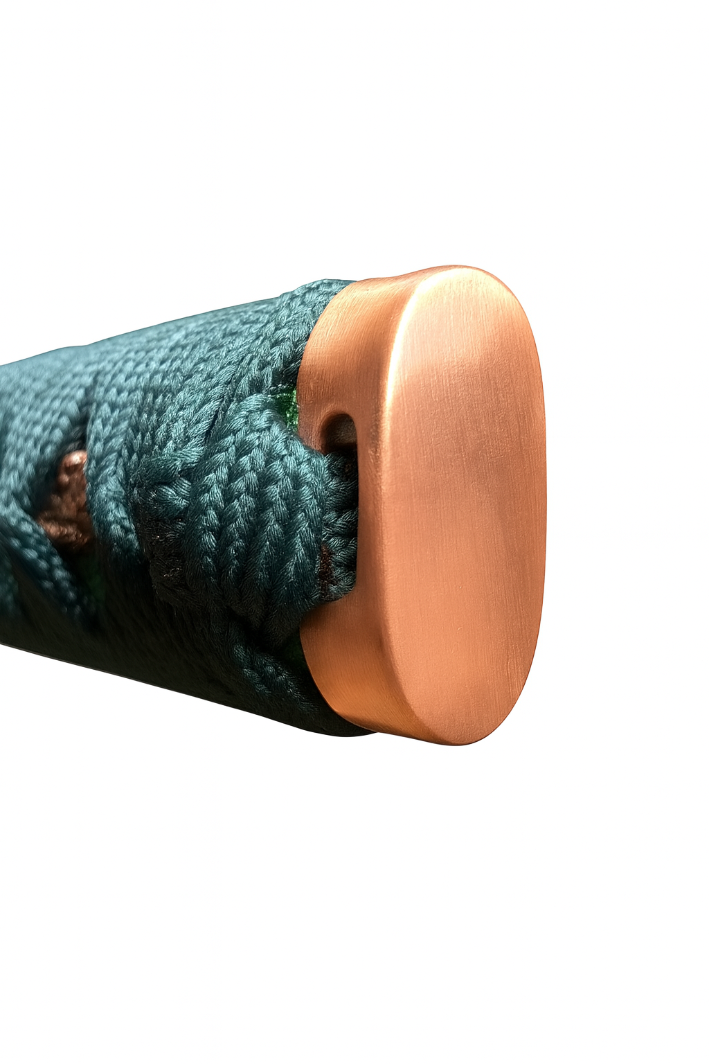 Katana Midori SS238 — saya en rayskin vert texturé et tsuba cuivrée, forgé à la main — Atelier Katana