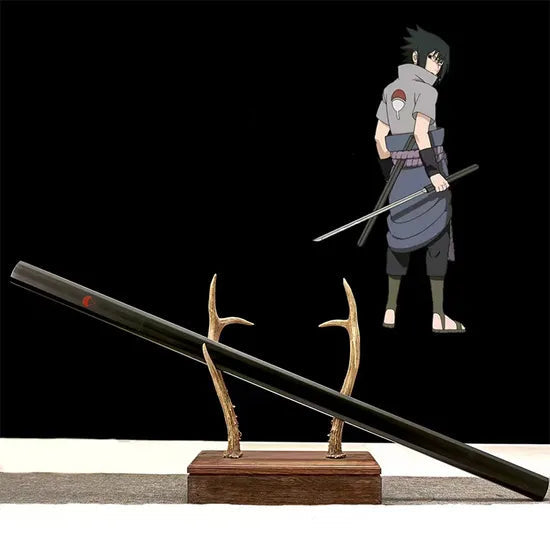 Katana Kusanagi-no-Tsurugi — Réplique Naruto Sasuke Uchiha — Lame noire acier carbone — Atelier Katana